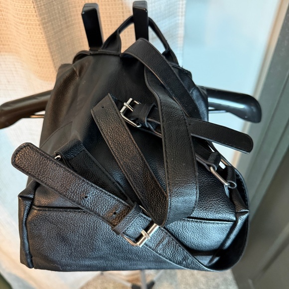 Betsey Johnson Black Leather Mini Backpack with Bow Accent Hardware - Picture 2 of 4